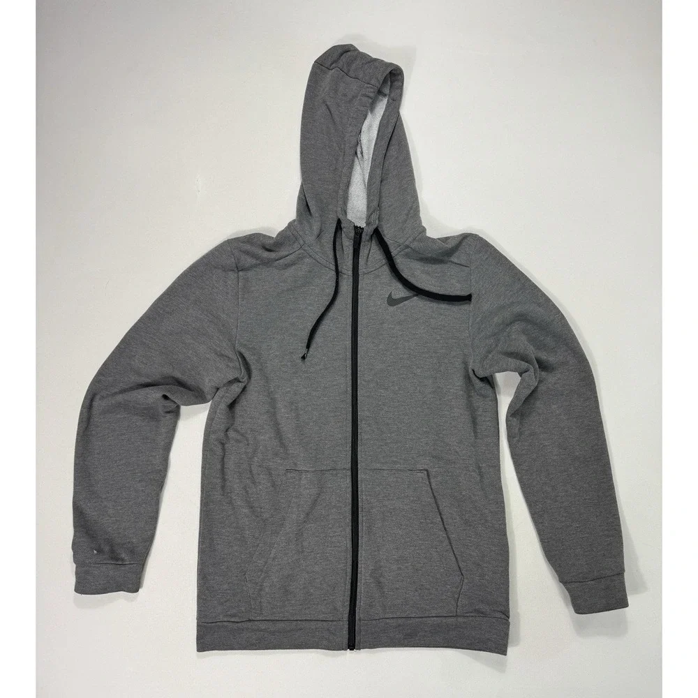 Nike Dri-FIT Mens Small Full Zip Training Hoodie Sweatshirt Gray CJ4317-071